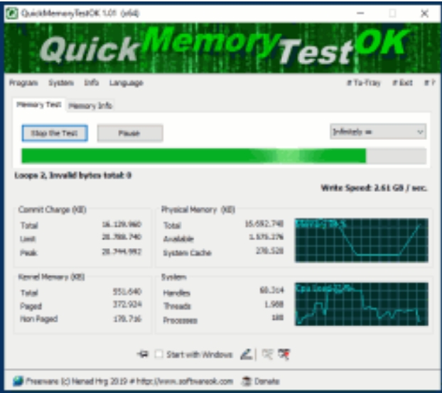 QuickMemoryTestOK - Memory Stress Test